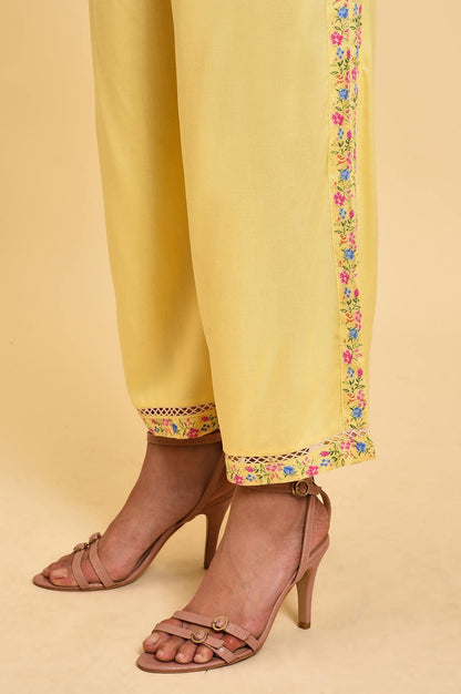 Light Yellow Embroidered Plus Size kurta Set - wforwoman