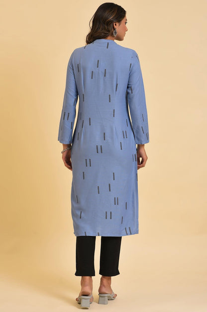 Blue Geometric Print Shirt kurta &amp; Pants Set - wforwoman