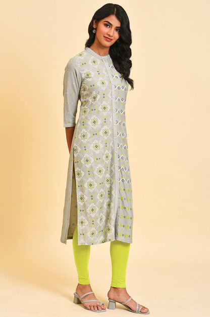 Grey Geometric Print kurta Set - wforwoman