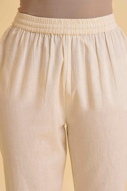 Ecru Glitter Printed Angrakha kurta &amp; Pants Set - wforwoman