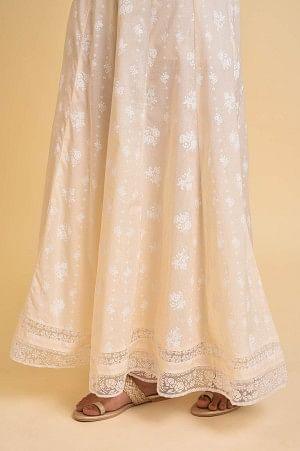 Blue Embroidered Kurta, Culottes And Printed Dupatta Set