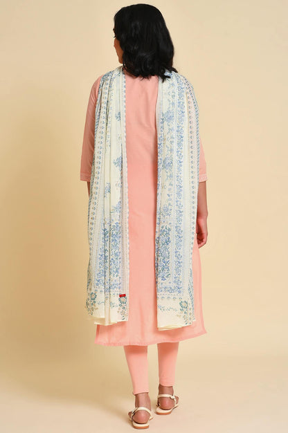 Peach Glitter Printed kurta Set - wforwoman
