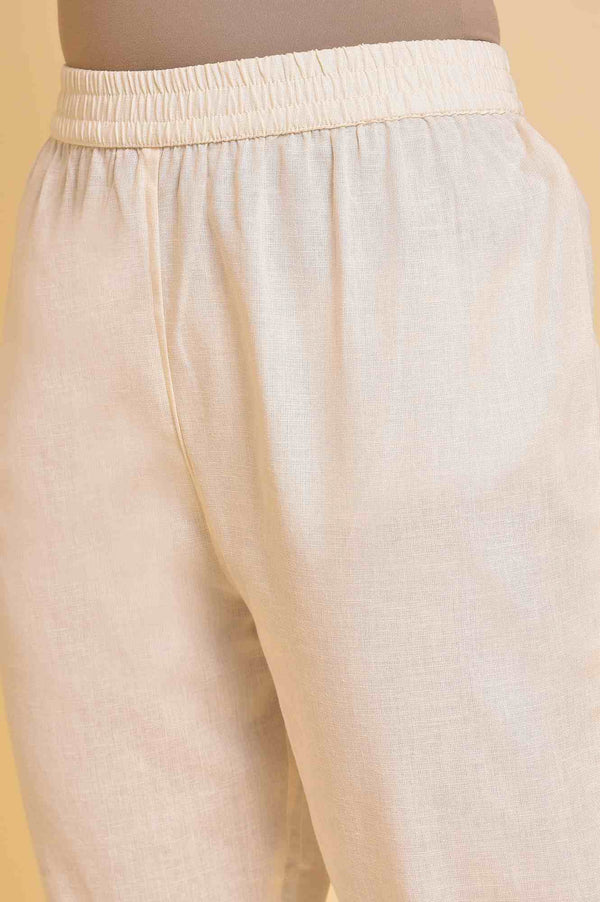Ecru Embroidered kurta & Pants Set