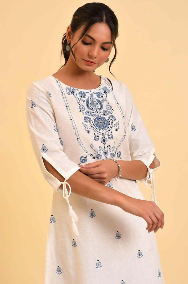 Ecru Floral Printed kurta & Pants Set