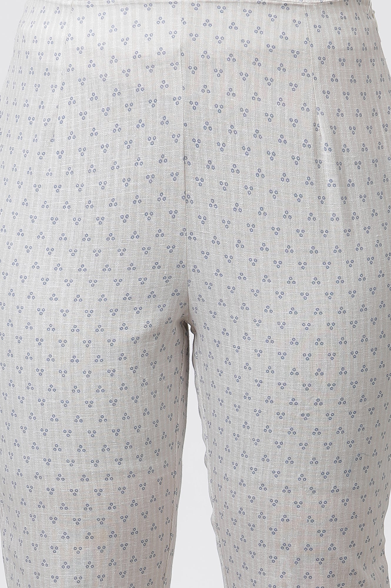 Blue Printed Casual Kurta And Slim Pants Set