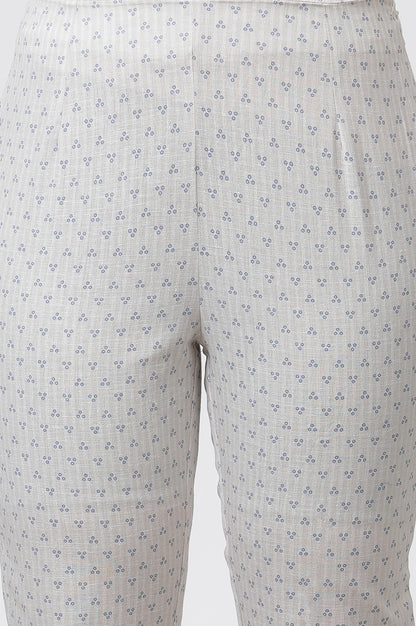 Blue Printed Casual Kurta And Slim Pants Set