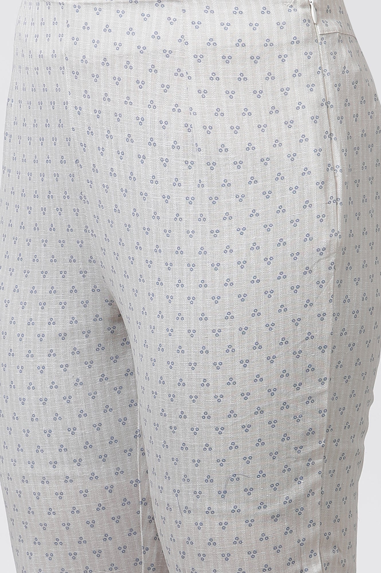 Blue Printed Casual Kurta And Slim Pants Set