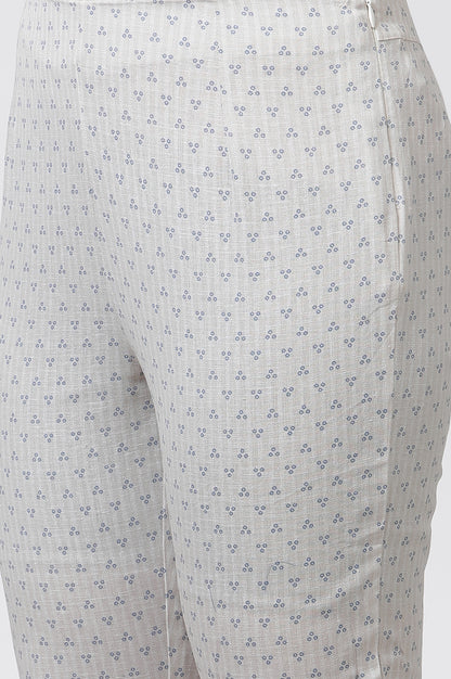 Blue Printed Casual Kurta And Slim Pants Set