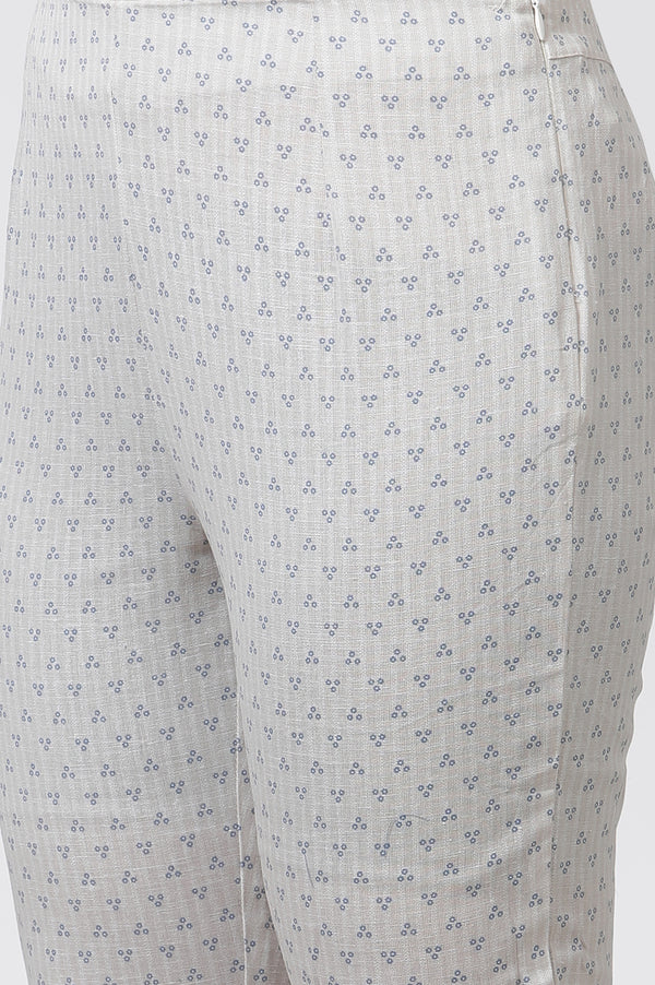 Blue Printed Casual Kurta And Slim Pants Set