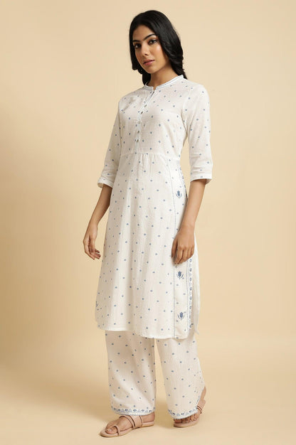 White Printed Summer kurta Co-Ord Set - wforwoman