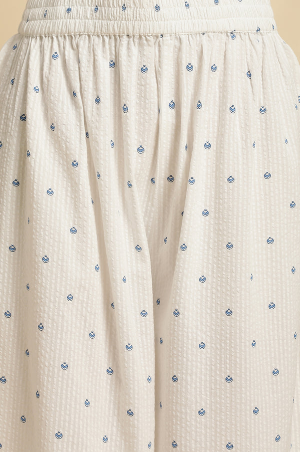 White Printed Summer Kurta Co-Ord Set