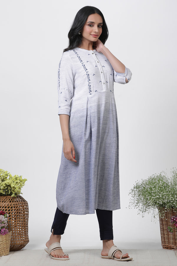 Grey & Blue Ombre A-Line Kurta And Pants Set