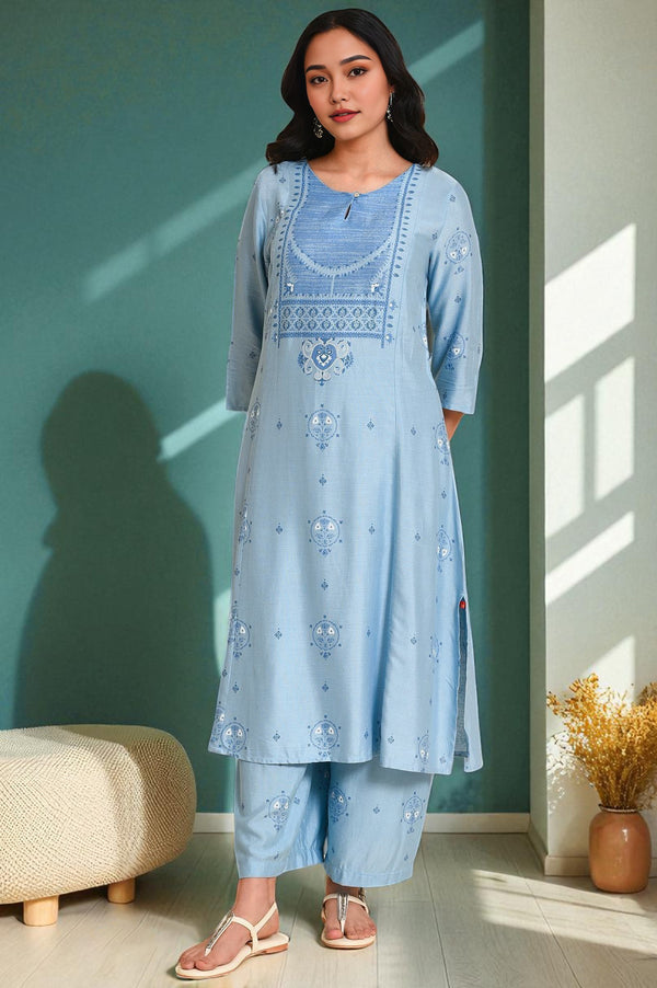 Blue Printed kurta Co-Ord Set