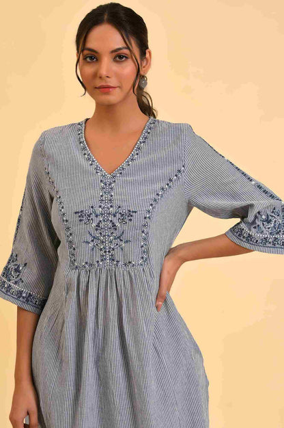 Blue Embroidered kurta &amp; Pants Co-Ord Set - wforwoman