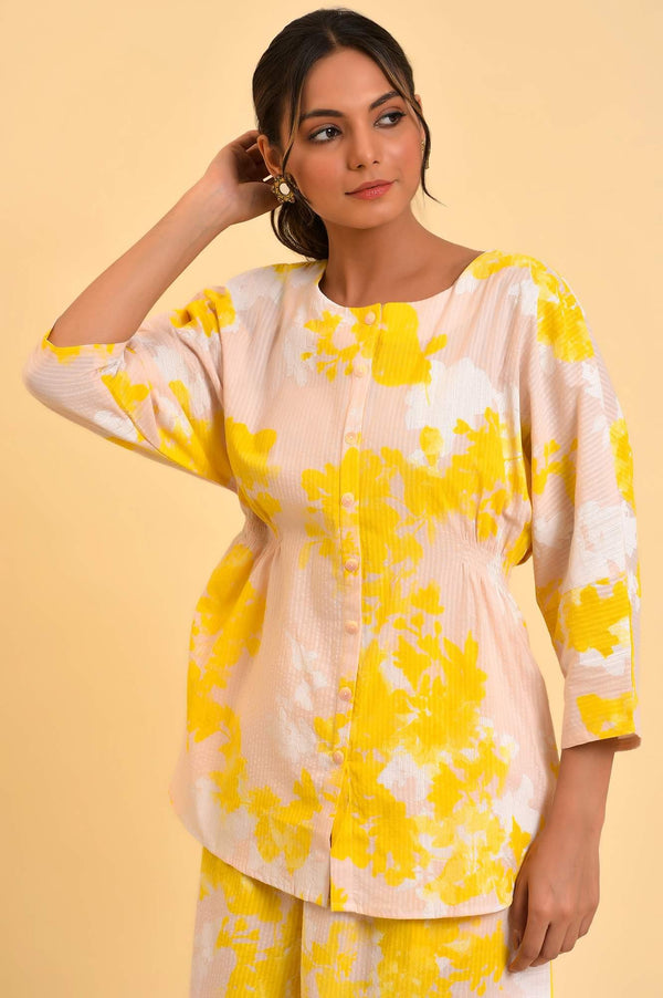 Pink Floral Printed Top & Flared Pants Co-Ord Set