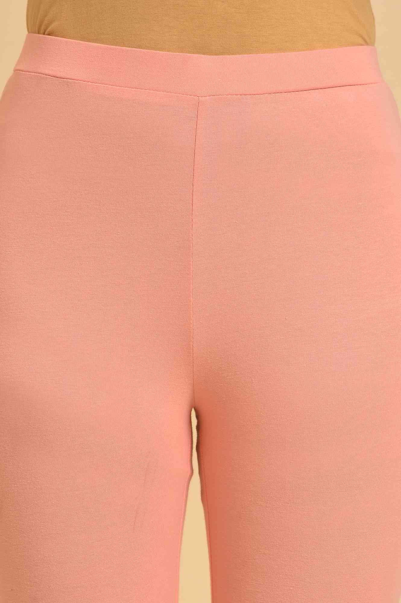 Peach Glitter Printed kurta, Tights &amp; Dupatta Set - wforwoman