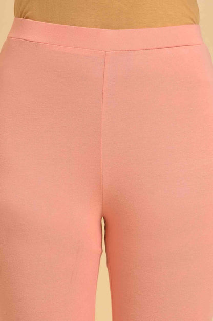 Peach Glitter Printed kurta, Tights &amp; Dupatta Set - wforwoman