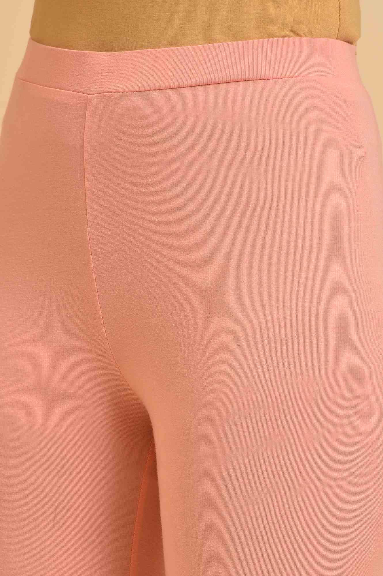 Peach Glitter Printed kurta, Tights &amp; Dupatta Set - wforwoman