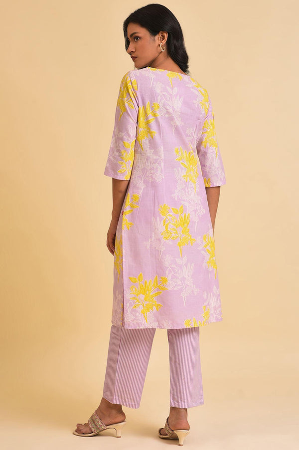 Light Purple Floral Print kurta & Pants Set