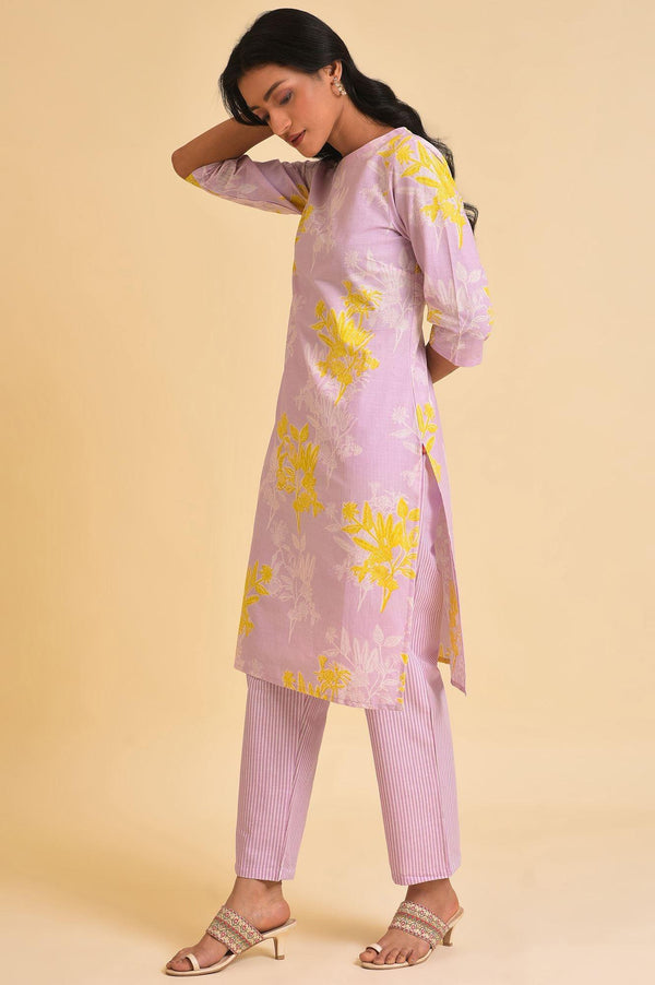 Light Purple Floral Print kurta & Pants Set