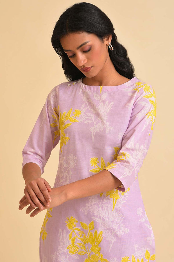 Light Purple Floral Print kurta & Pants Set