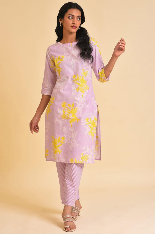 Light Purple Floral Print kurta & Pants Set
