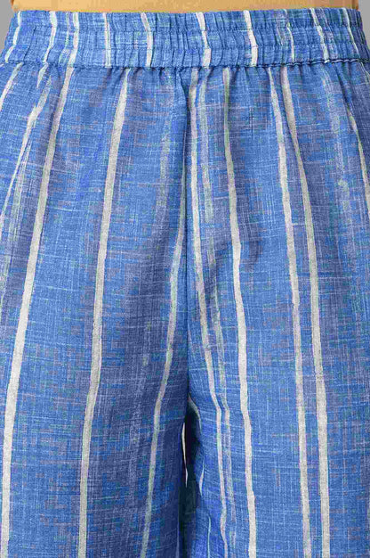 Blue Printed Kurta And Pants Co-Ord Set - wforwoman