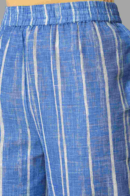 Blue Printed Kurta And Pants Co-Ord Set - wforwoman
