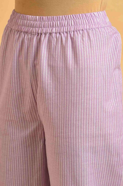 Light Purple Floral Print kurta Co-Ord Set - wforwoman