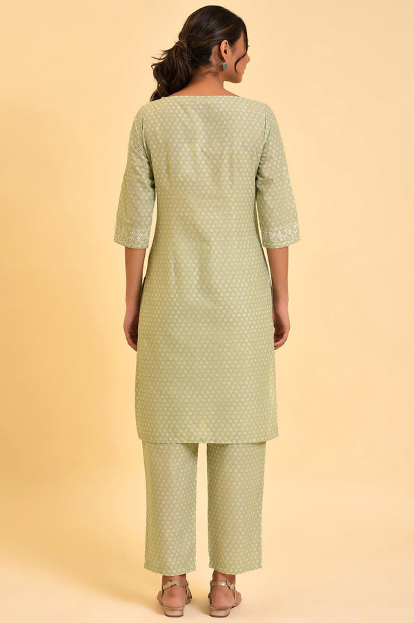 Light Green Printed kurta & Pants Co-Ord Set