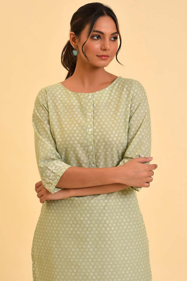 Light Green Printed kurta & Pants Co-Ord Set