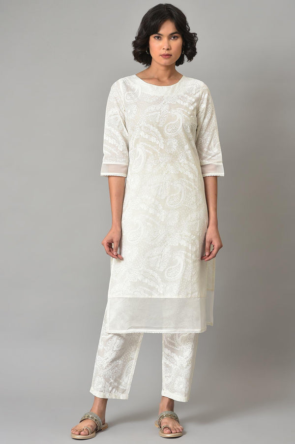 White Organza kurta And Pants Co-Ord Set