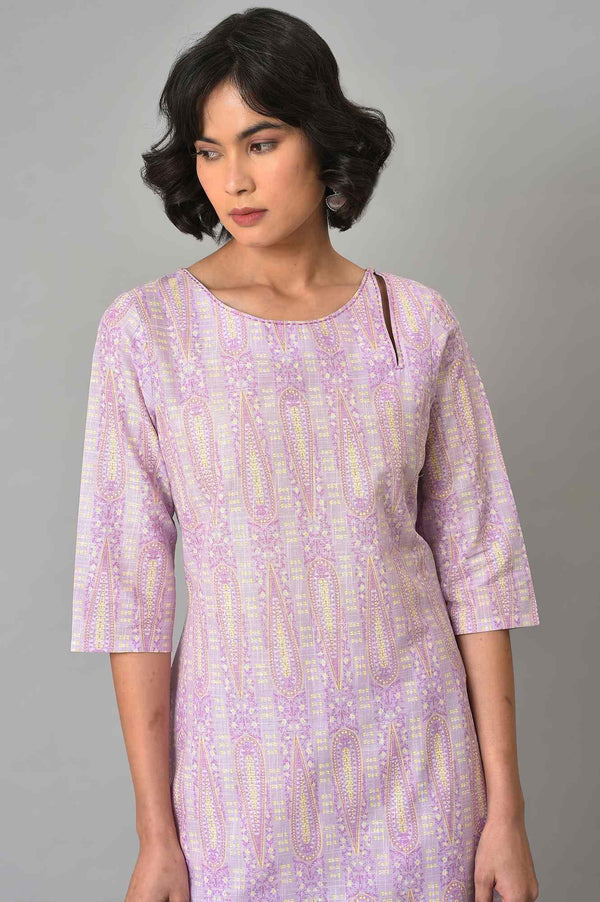 Purple Paisley Printed kurta And Pants Co-Ord Set