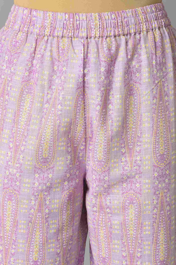 Purple Paisley Printed kurta And Pants Co-Ord Set