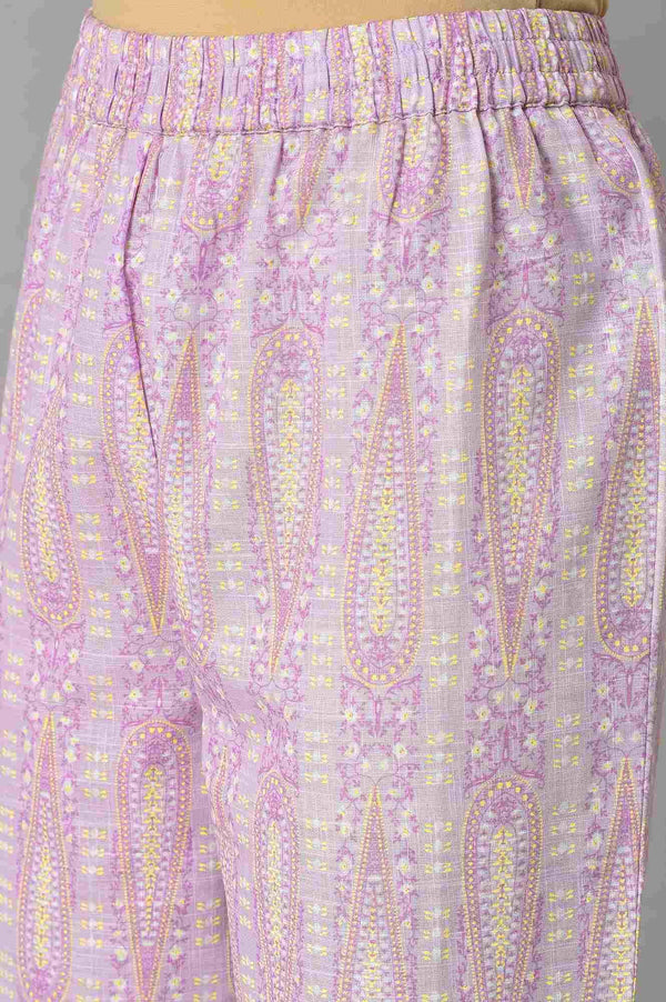 Purple Paisley Printed kurta And Pants Co-Ord Set