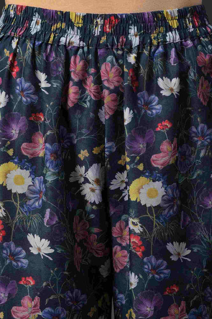 Dark Green Floral Print kurta With Straight Pants And Dupatta - wforwoman