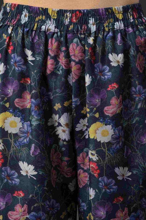 Dark Green Floral Print kurta With Straight Pants And Dupatta