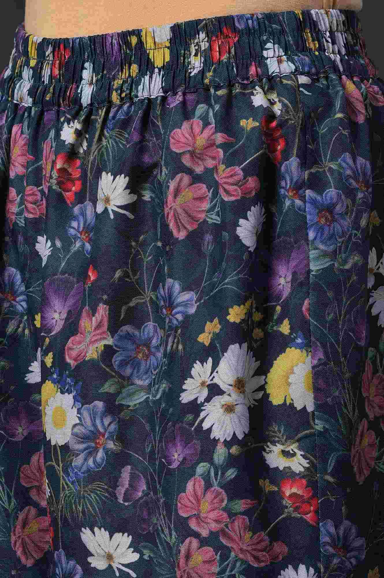 Dark Green Floral Print kurta With Straight Pants And Dupatta - wforwoman