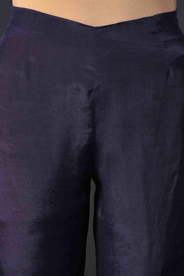 Purple Floral Printed kurta With Solid Slip, Slim Pants And Dupatta