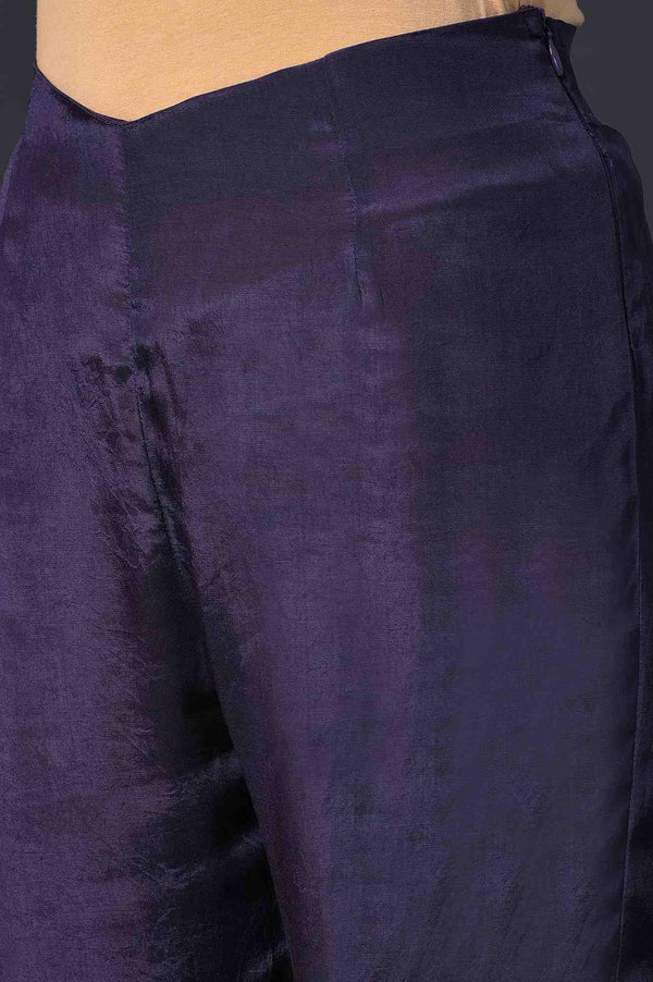 Purple Floral Printed kurta With Solid Slip, Slim Pants And Dupatta