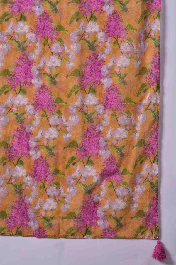 Yellow Floral Print kurta With Straight Pants And Dupatta