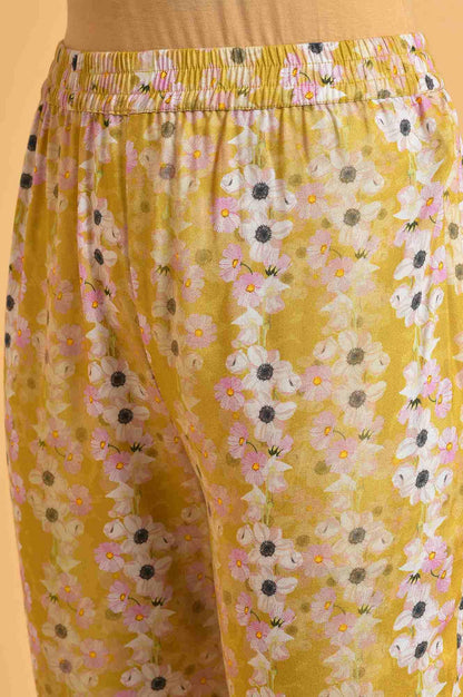 Yellow Floral Print-On-Print kurta Set - wforwoman