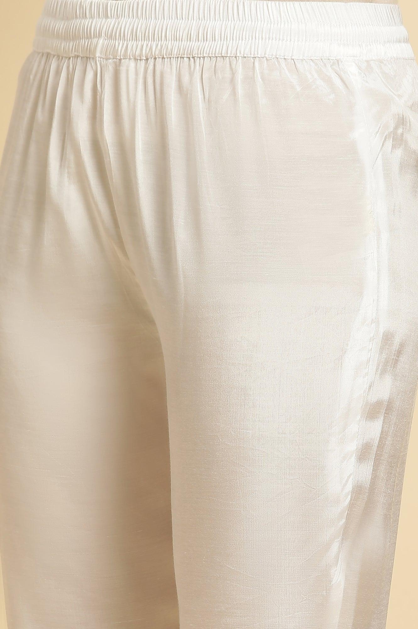 Grey Embellished Kurta And Pants Set - wforwoman