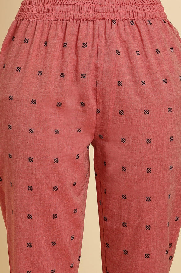 Red Printed Rayon Pleated Kurta And Pants Co-Ord Set