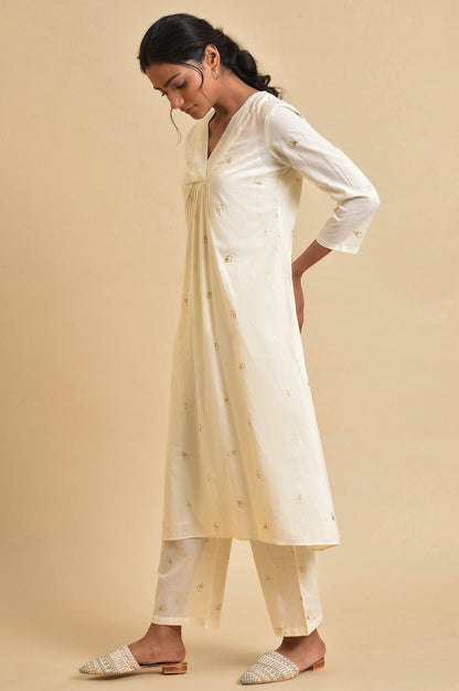 Ecru Anaar Print kurta Set With Inner - wforwoman