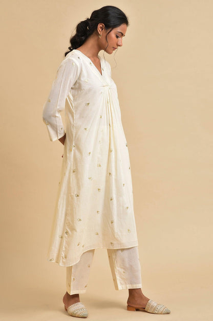 Ecru Anaar Print kurta Set With Inner - wforwoman