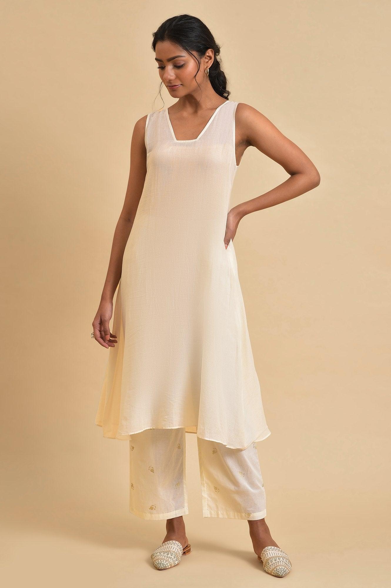 Ecru Anaar Print kurta Set With Inner - wforwoman