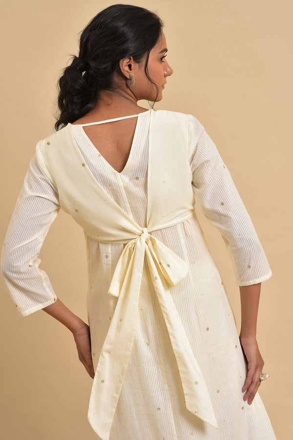 Ecru Gold Polka Dot Print kurta Co-Ord Set