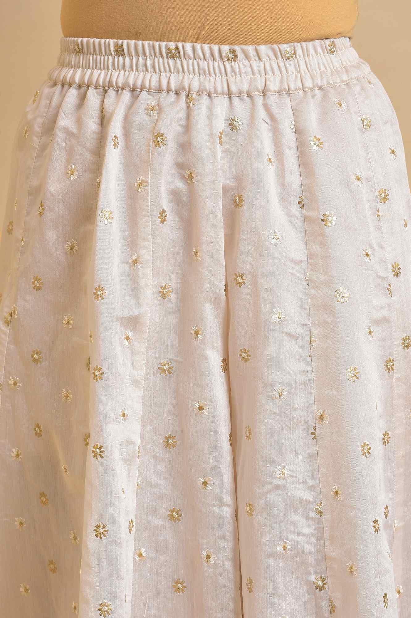 Ecru Floral Printed Festive kurta Set - wforwoman