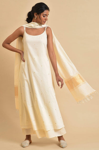 Ecru Slip kurta Set With Inner - wforwoman